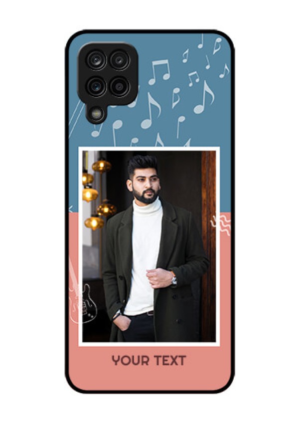 Galaxy A12 Photo Printing on Glass Case - with Color Musical Note Design