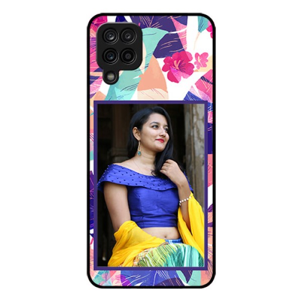 Galaxy A12 Custom Glass Mobile Case - Abstract Floral Design