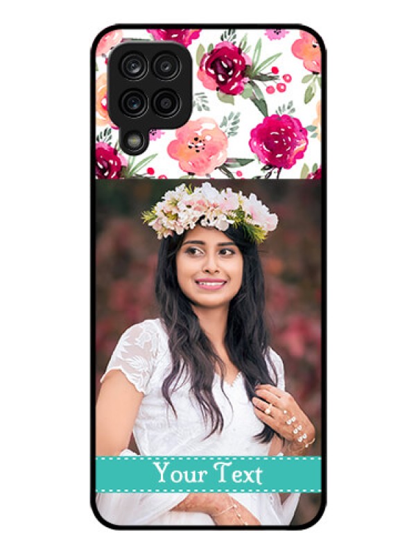 Custom Galaxy A12 Custom Glass Phone Case - Watercolor Floral Design