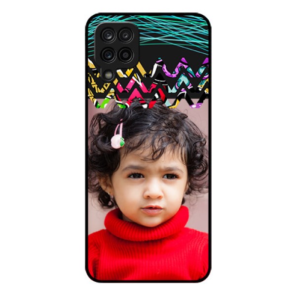 Galaxy A12 Personalized Glass Phone Case - Neon Abstract Design