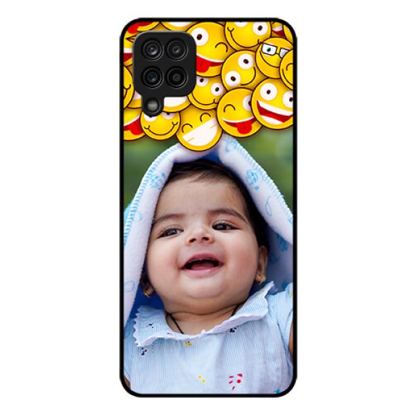 Galaxy A12 Custom Glass Mobile Case - with Smiley Emoji Design Galaxy A12 Custom Glass Mobile Case - with Smiley Emoji Design
