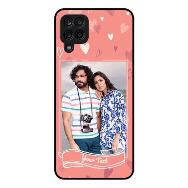 Galaxy A12 Custom Glass Phone Case - Love doodle art Design