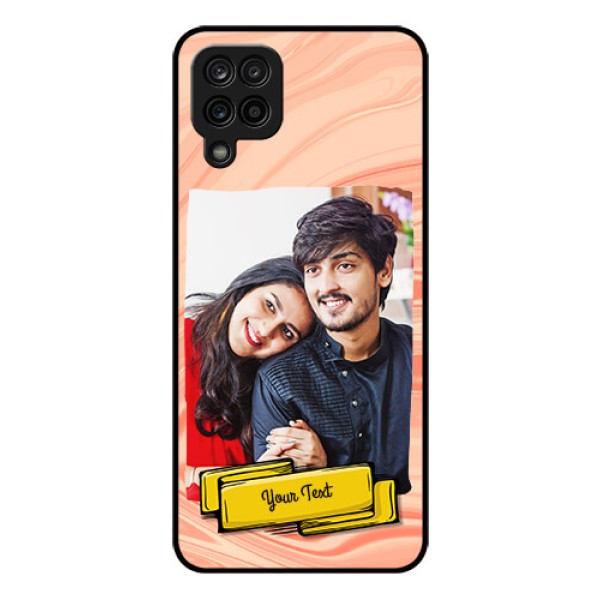 Galaxy A12 Personalized Glass Phone Case - Marble Texture Design