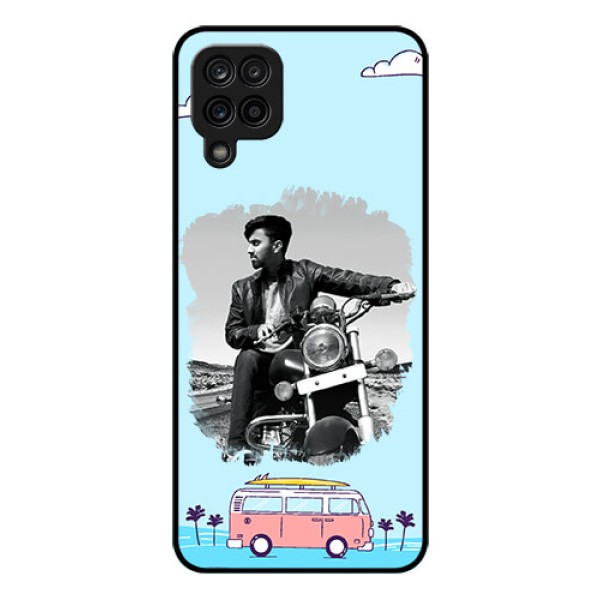 Galaxy A12 Photo Printing on Glass Case - Travel & Adventure Design