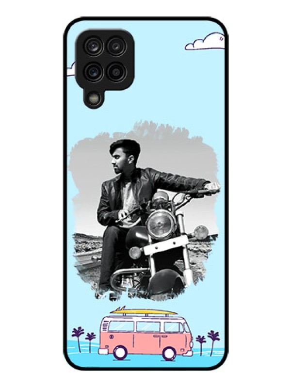 Custom Galaxy A12 Photo Printing on Glass Case - Travel & Adventure Design