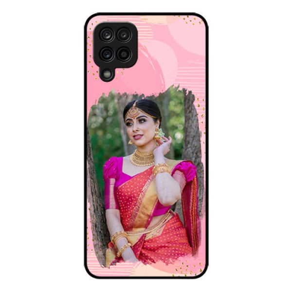 Galaxy A12 Personalized Glass Phone Case - Gold Glitter Splash Design Galaxy A12 Personalized Glass Phone Case - Gold Glitter Splash Design