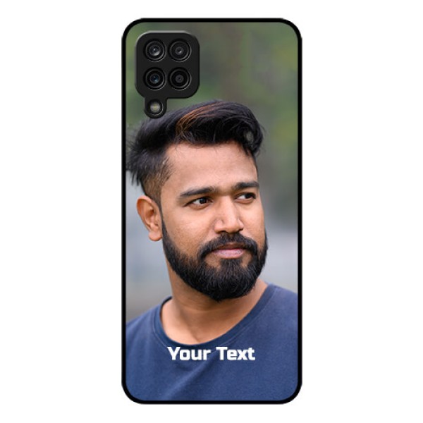 Galaxy A12 Glass Mobile Cover: Photo with Text