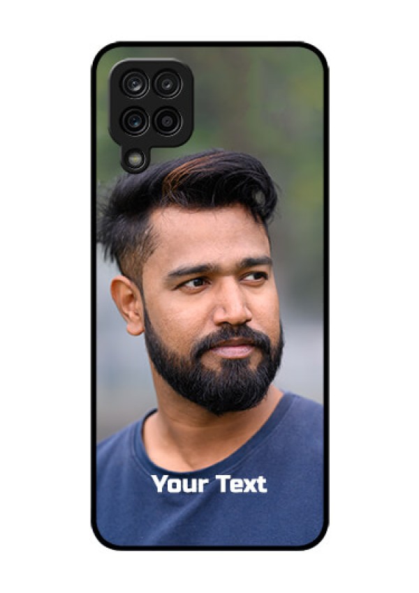 Galaxy A12 Glass Mobile Cover: Photo with Text