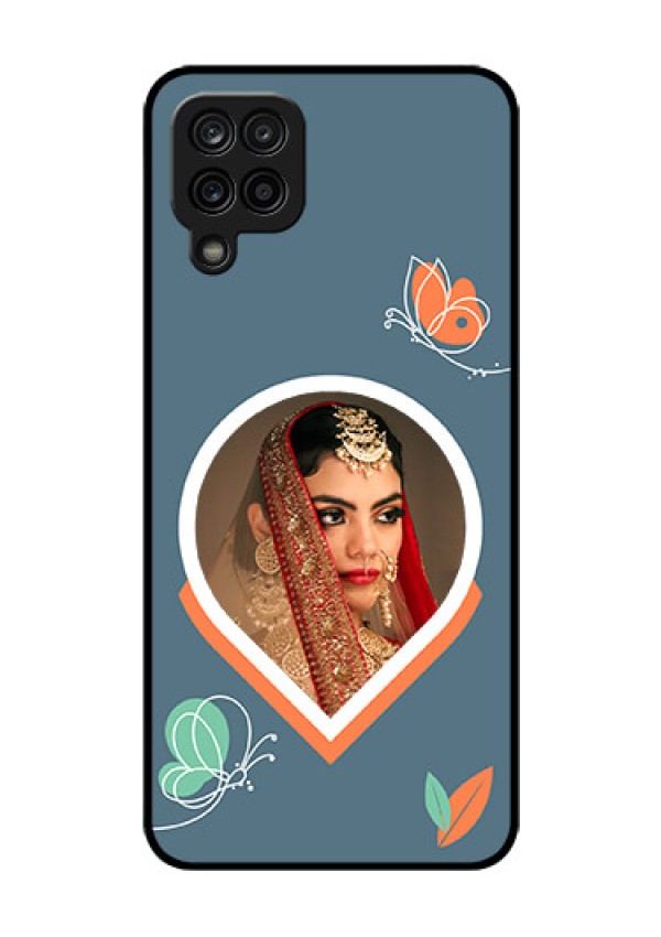 Galaxy A12 Custom Glass Mobile Case - Droplet Butterflies Design