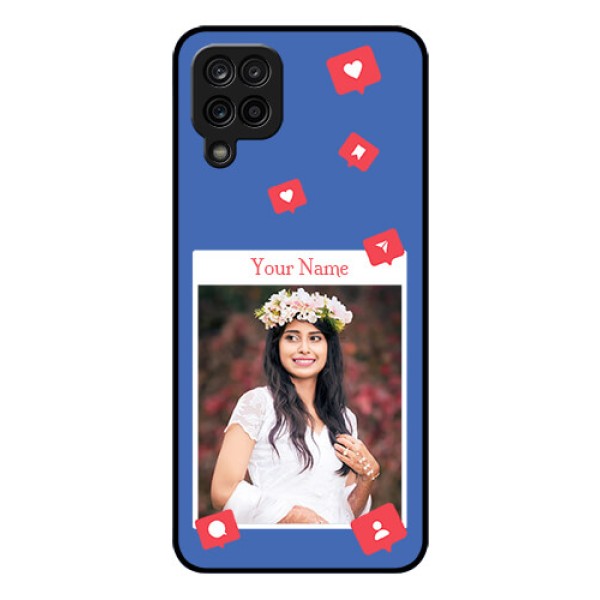 Galaxy A12 Custom Glass Phone Case - Like Share And Comment Design Galaxy A12 Custom Glass Phone Case - Like Share And Comment Design