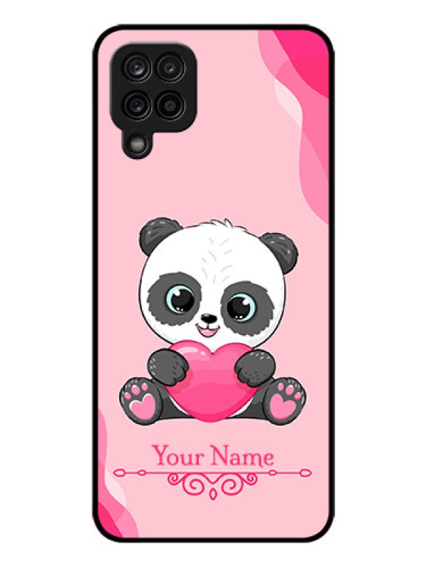Custom Galaxy A12 Custom Glass Mobile Case - Cute Panda Design