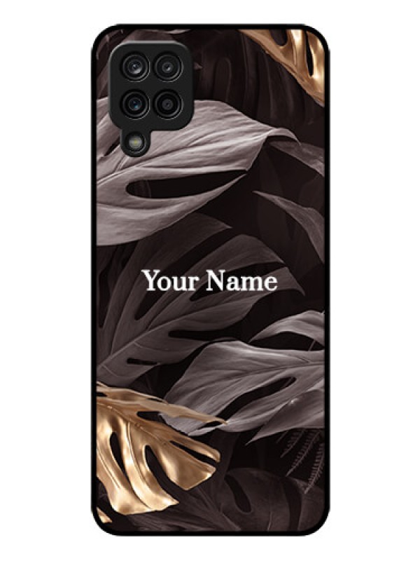 Custom Galaxy A12 Personalised Glass Phone Case - Wild Leaves digital paint Design