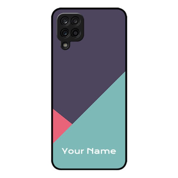 Galaxy A12 Custom Glass Mobile Case - Tri Color abstract Design