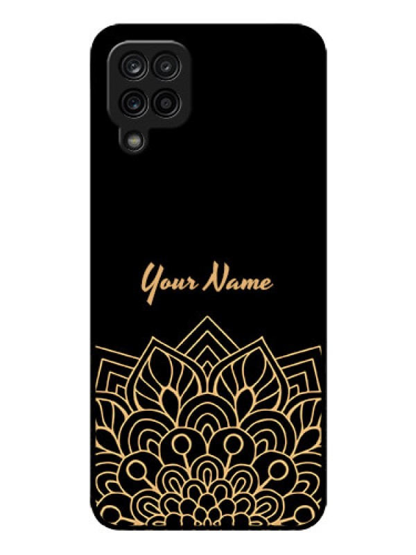 Custom Galaxy A12 Custom Glass Phone Case - Golden mandala Design