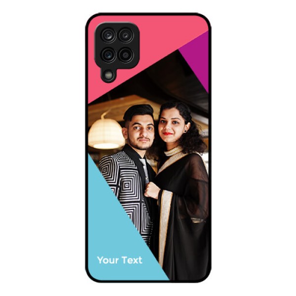 Galaxy A12 Custom Glass Mobile Case - Stacked Triple colour Design Galaxy A12 Custom Glass Mobile Case - Stacked Triple colour Design