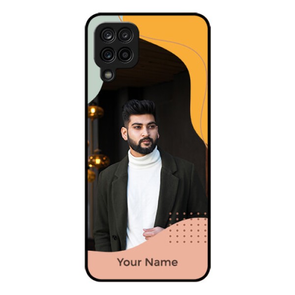 Galaxy A12 Personalized Glass Phone Case - Tri-coloured overlay design Galaxy A12 Personalized Glass Phone Case - Tri-coloured overlay design