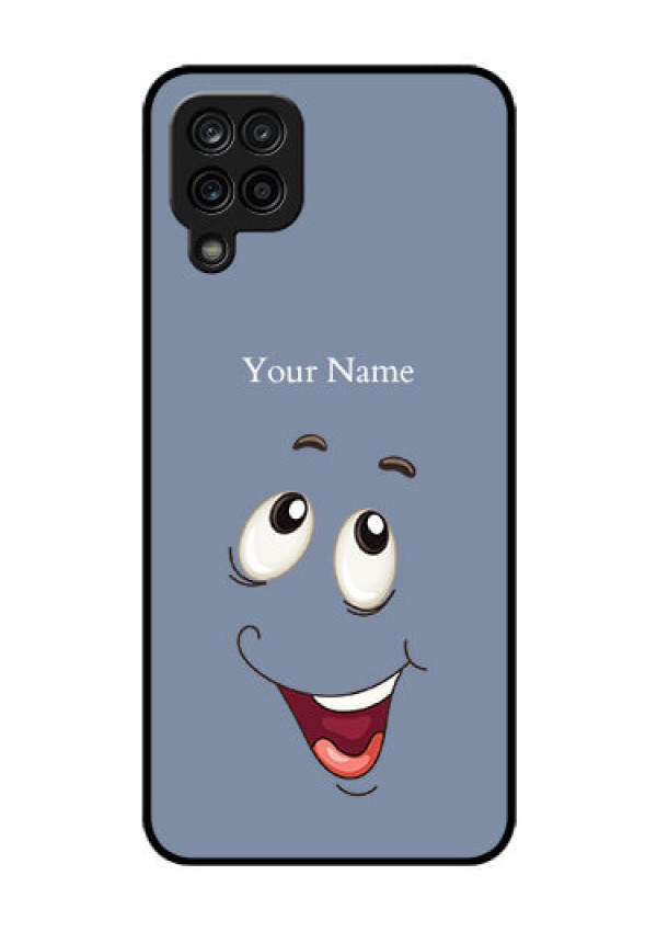 Galaxy A12 Photo Printing on Glass Case - Laughing Cartoon Face Design