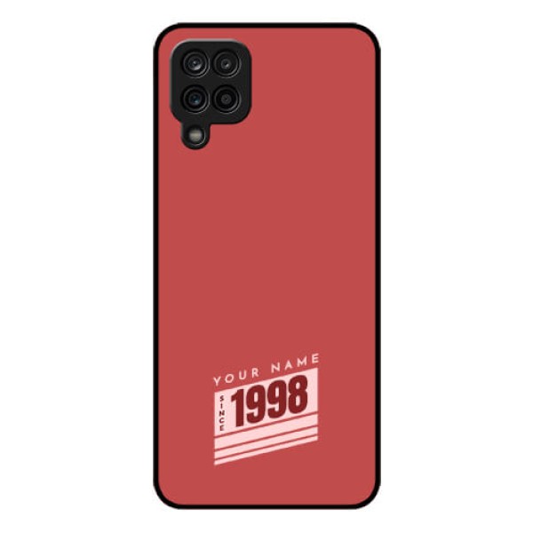 Galaxy A12 Custom Glass Phone Case - Red custom year of birth Design Galaxy A12 Custom Glass Phone Case - Red custom year of birth Design