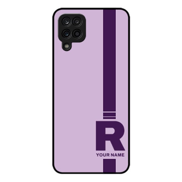 Galaxy A12 Photo Printing on Glass Case - Simple dual tone stripe with name Design Galaxy A12 Photo Printing on Glass Case - Simple dual tone stripe with name Design