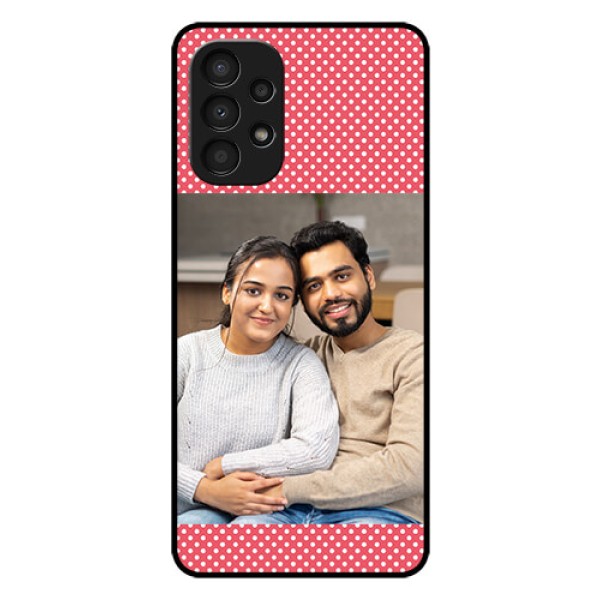 Galaxy A13 Custom Glass Phone Case - White Dotted Design Galaxy A13 Custom Glass Phone Case - White Dotted Design
