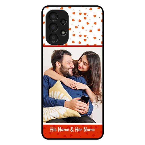 Galaxy A13 Custom Glass Phone Case - Orange Love Symbol Design
