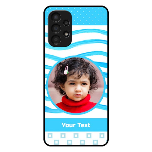 Galaxy A13 Custom Glass Phone Case - Simple Blue Case Design