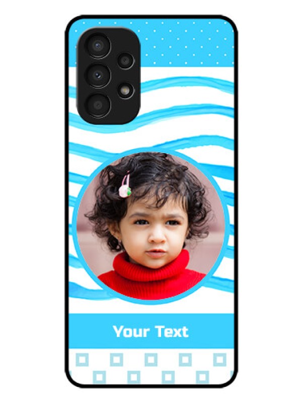 Custom Galaxy A13 Custom Glass Phone Case - Simple Blue Case Design