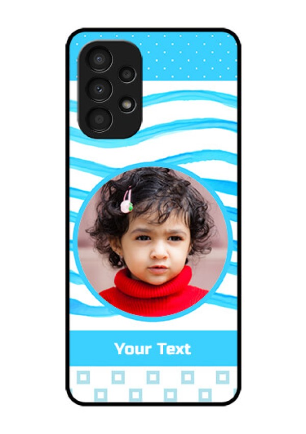 Galaxy A13 Custom Glass Phone Case - Simple Blue Case Design