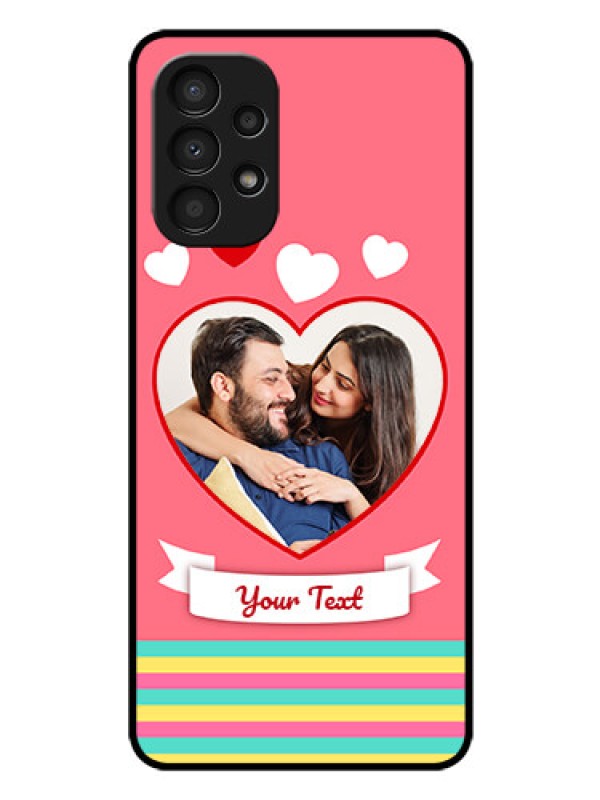 Custom Galaxy A13 Photo Printing on Glass Case - Love Doodle Design