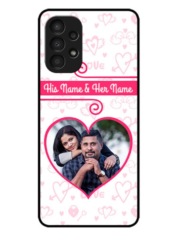 Custom Galaxy A13 Personalized Glass Phone Case - Heart Shape Love Design