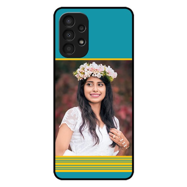 Galaxy A13 Custom Glass Phone Case - Yellow & Blue Design Galaxy A13 Custom Glass Phone Case - Yellow & Blue Design