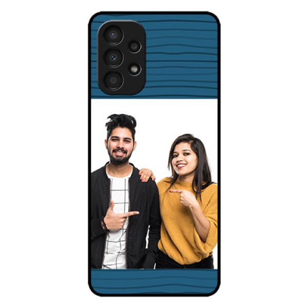 Galaxy A13 Custom Glass Phone Case - Blue Pattern Cover Design Galaxy A13 Custom Glass Phone Case - Blue Pattern Cover Design