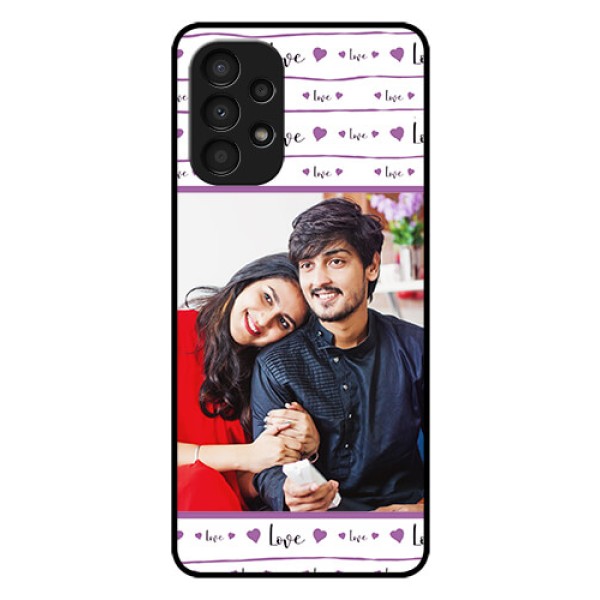 Galaxy A13 Custom Glass Mobile Case - Couples Heart Design Galaxy A13 Custom Glass Mobile Case - Couples Heart Design