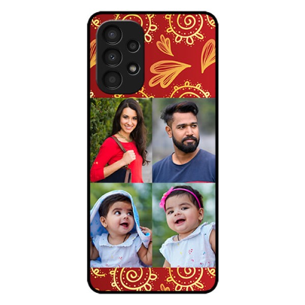 Galaxy A13 Photo Printing on Glass Case - 4 Image Traditional Design
