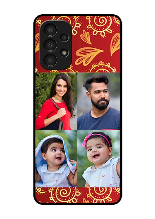Galaxy A13 Photo Printing on Glass Case - 4 Image Traditional Design
