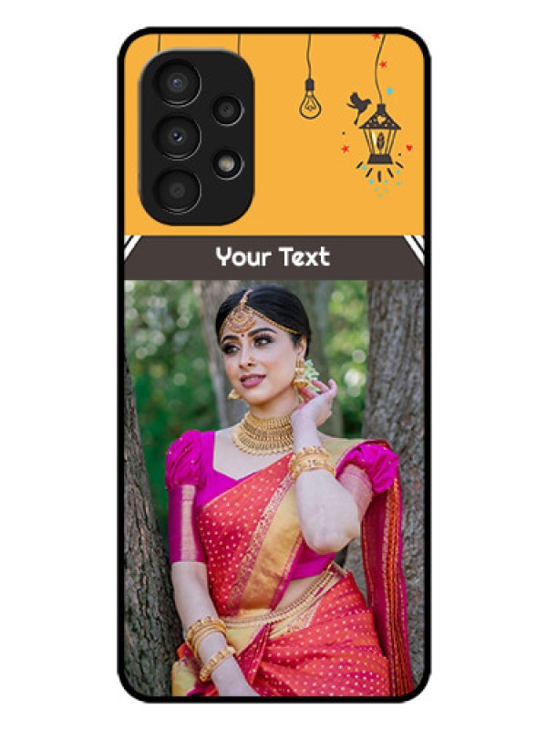 Custom Galaxy A13 Custom Glass Mobile Case - with Family Picture and Icons