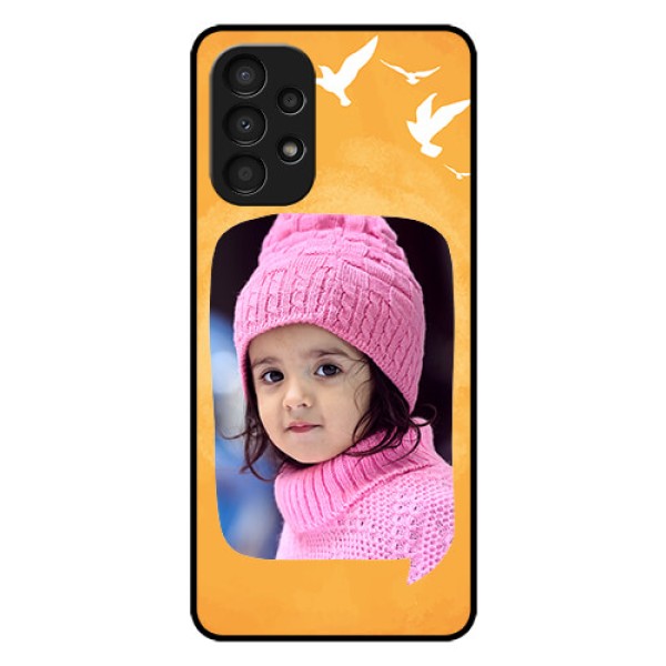 Galaxy A13 Personalized Glass Phone Case - Water Color Design with Bird Icons Galaxy A13 Personalized Glass Phone Case - Water Color Design with Bird Icons