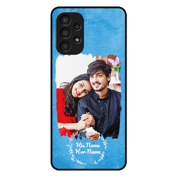 Galaxy A13 Custom Glass Phone Case - Blue Color Vintage Design Galaxy A13 Custom Glass Phone Case - Blue Color Vintage Design