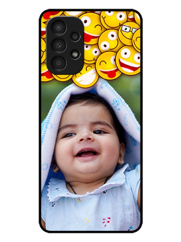 Custom Galaxy A13 Custom Glass Mobile Case - with Smiley Emoji Design