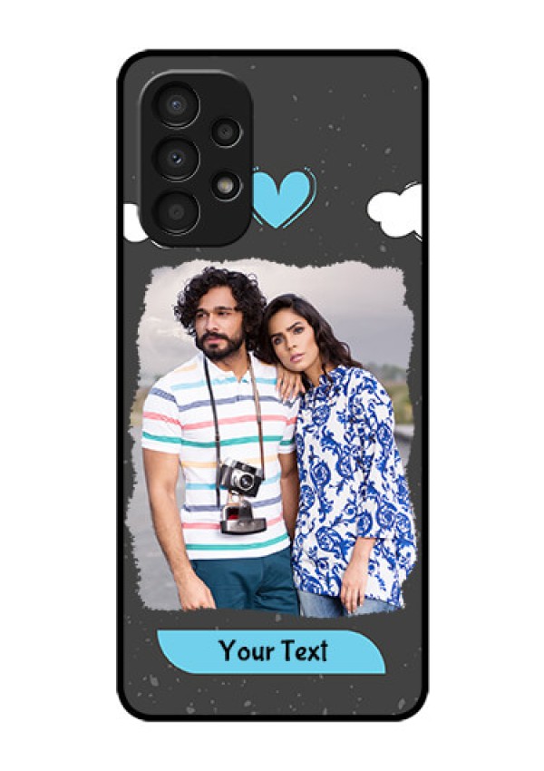 Galaxy A13 Custom Glass Phone Case - Splashes with love doodles Design