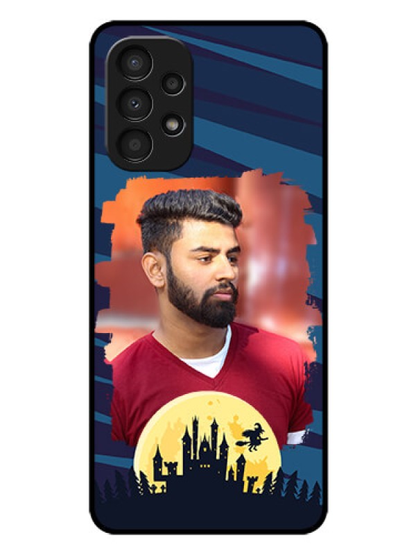 Custom Galaxy A13 Photo Printing on Glass Case - Halloween Witch Design