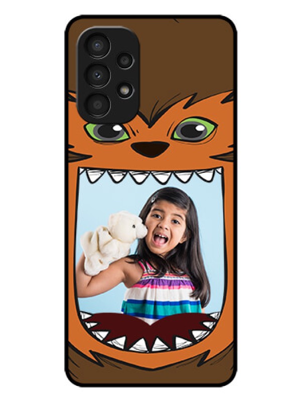 Custom Galaxy A13 Photo Printing on Glass Case - Owl Monster Back Case Design