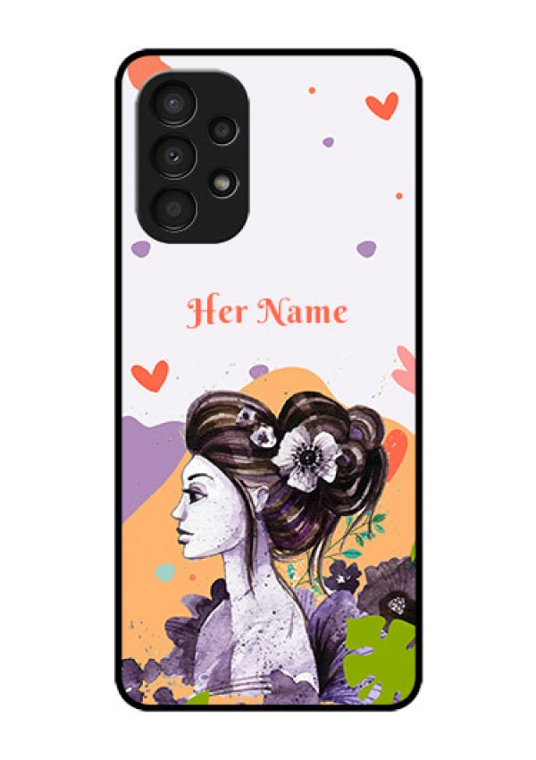 Galaxy A13 Personalized Glass Phone Case - Woman And Nature Design