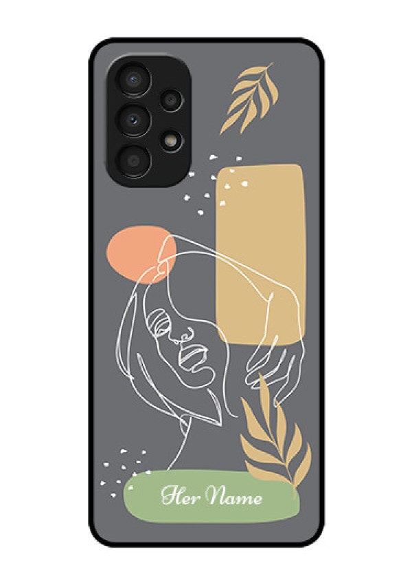 Galaxy A13 Custom Glass Phone Case - Gazing Woman line art Design