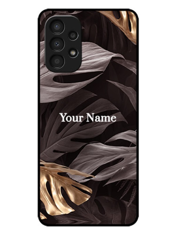 Custom Galaxy A13 Personalised Glass Phone Case - Wild Leaves digital paint Design