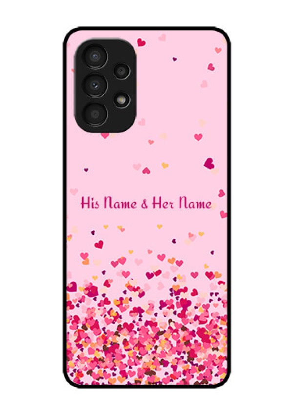 Galaxy A13 Photo Printing on Glass Case - Floating Hearts Design