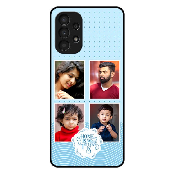 Galaxy A13 Custom Glass Phone Case - Cute love quote with 4 pic upload Design Galaxy A13 Custom Glass Phone Case - Cute love quote with 4 pic upload Design