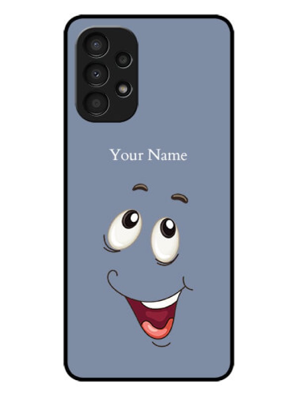 Custom Galaxy A13 Photo Printing on Glass Case - Laughing Cartoon Face Design