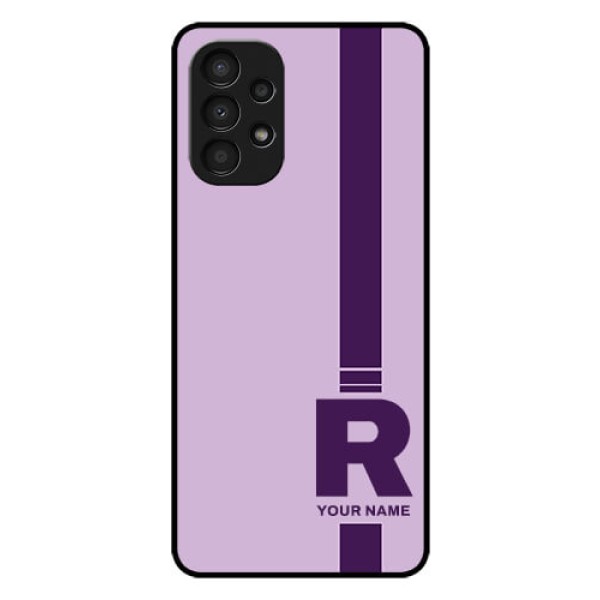Galaxy A13 Photo Printing on Glass Case - Simple dual tone stripe with name Design Galaxy A13 Photo Printing on Glass Case - Simple dual tone stripe with name Design