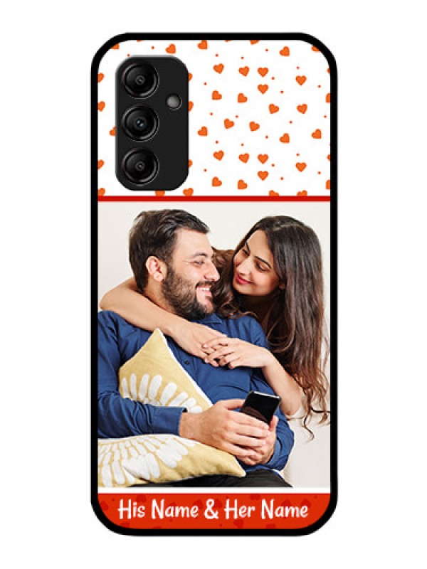 Custom Galaxy A14 4G Custom Glass Phone Case - Orange Love Symbol Design